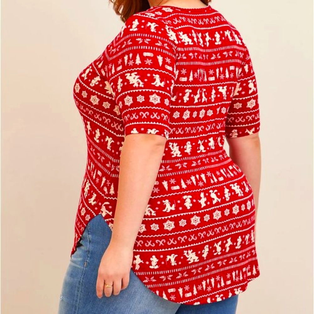 ❤️NWT VINTAGE TORRID BLOUSE MICKEY MOUSE TUNIC HOLIDAY FAIR ISLE CHRISTMAS TOP - Picture 3 of 13